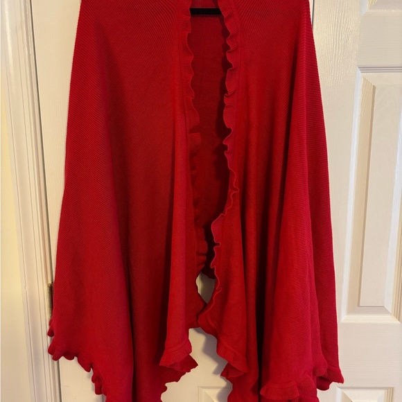 Red Ruffled Ruana - Picture 1 of 3